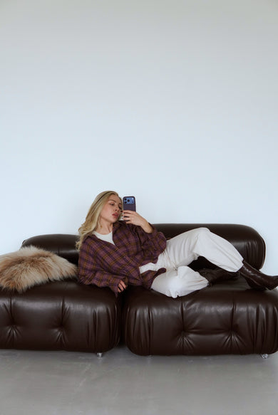 СОРОЧКА З НЕОБРОБЛЕНИМИ КРАЯМИ PLUM