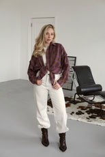 СОРОЧКА З НЕОБРОБЛЕНИМИ КРАЯМИ PLUM