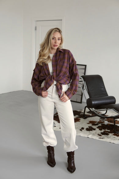 СОРОЧКА З НЕОБРОБЛЕНИМИ КРАЯМИ PLUM