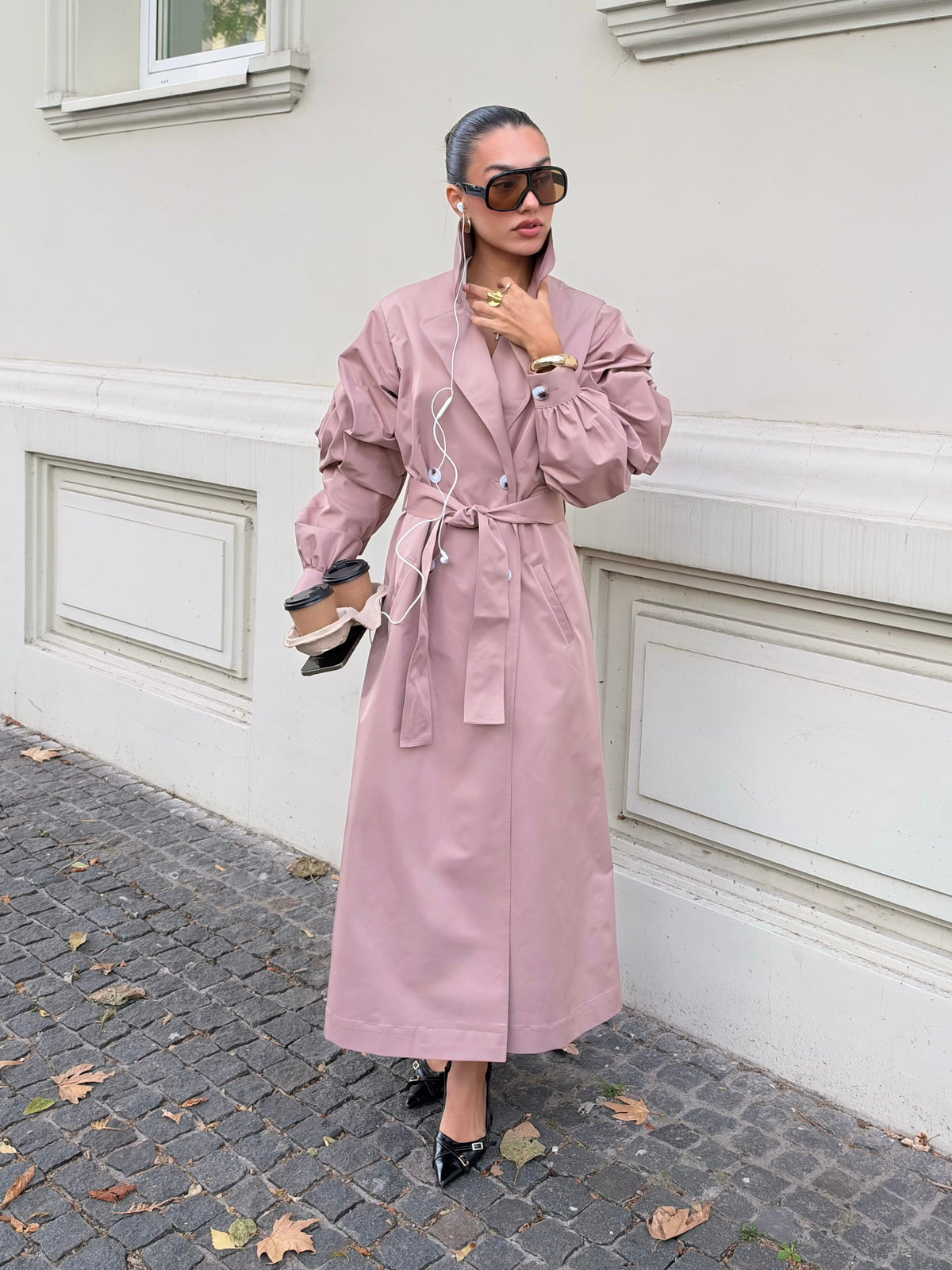 ТРЕНЧ NUDE ROSE З ДЕКОРОВАНИМ РУКАВОМ